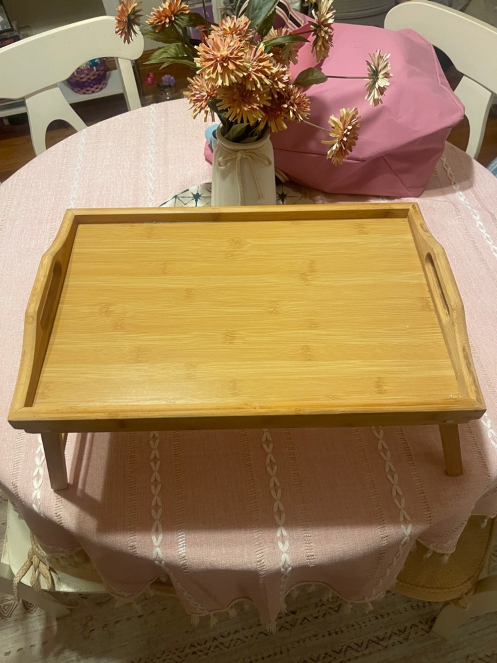 Bamboo Breakfast Tray with Foldable Legs